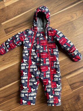 EUC Baby Boden Snowsuit Navy and Red 18/24 Month